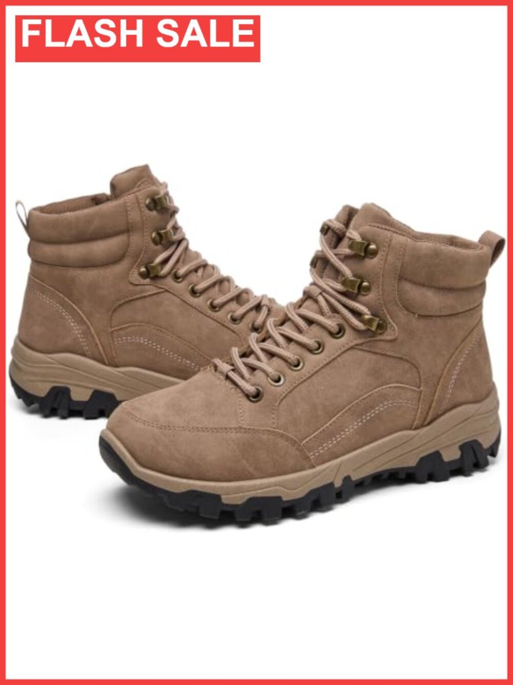 Combat Ankle Boots Faux Leather Side Zipper Lug Sole Booties